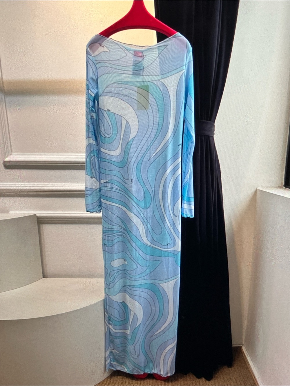 Emilio Pucci Sky Blue & Aqua Abstract Print Maxi Dress - Picture 9 of 9